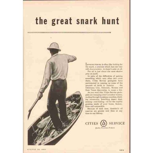 cities service 1953 snark hunt gas oil petroleum products vintage ad