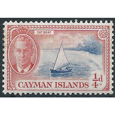 Cayman Islands 1950 SG135 1/4d Bright Blue & Pale Scarlet Mounted MInt . . ..