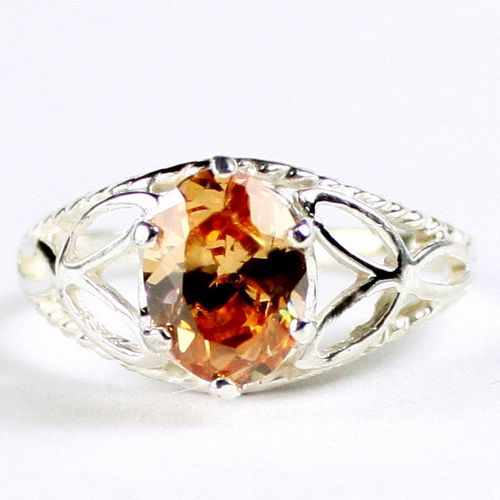 Champagne CZ, 925 Sterling Silver Ring, SR137