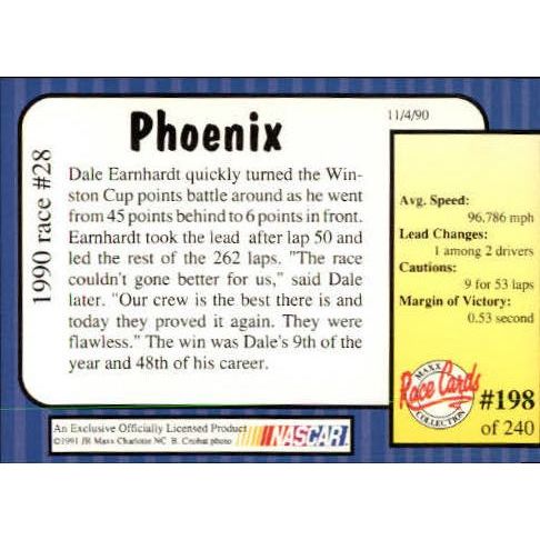 1991 Maxx Dale Earnhardt-Race #28 #198