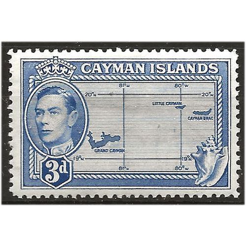 Cayman Islands 1947 SG121a 3d Bright Blue Mounted Mint .. ..