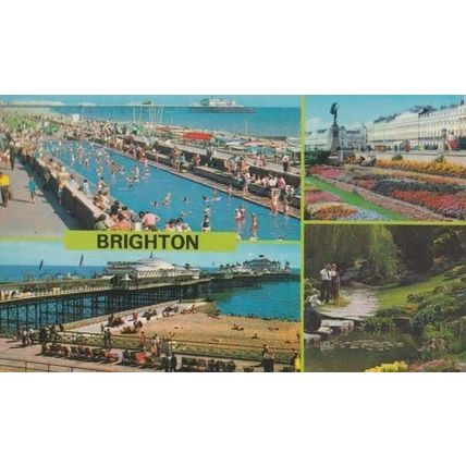 Brighton Sussex Man Taking Photo Camera River With Lover Swimming Pool Postcard