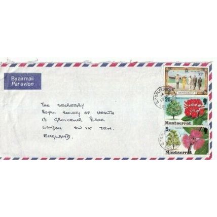 Montserrat 1977 Plymouth to London UK Airmail cover written VGC
