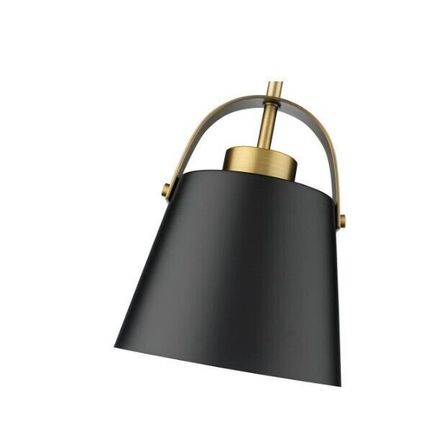 Z-Lite 1-Light Matte Black & Heritage Brass Mini-Pendant Metal Shade