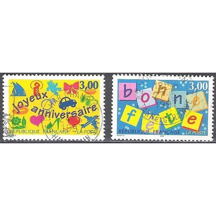 France 1997 Michel 3188 - 3189 O Cote (2008) 2.60 € Timbres de souhaits
