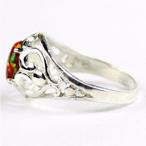 Created Red Brown Opal, 925 Sterling Silver Ring, SR111