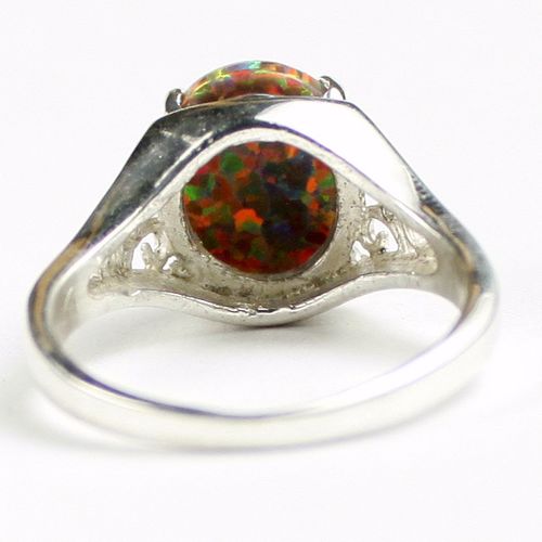 Created Red Brown Opal, 925 Sterling Silver Ring, SR057