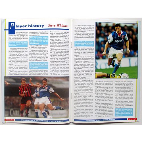1993-94 IPSWICH TOWN v WEST HAM UNITED (Ex To Mint Condition - No Writing)
