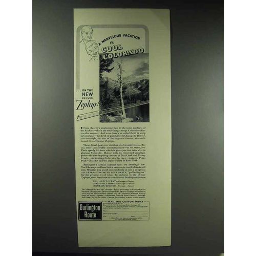 1937 Burlington Route Railroad Ad - Cool Colorado