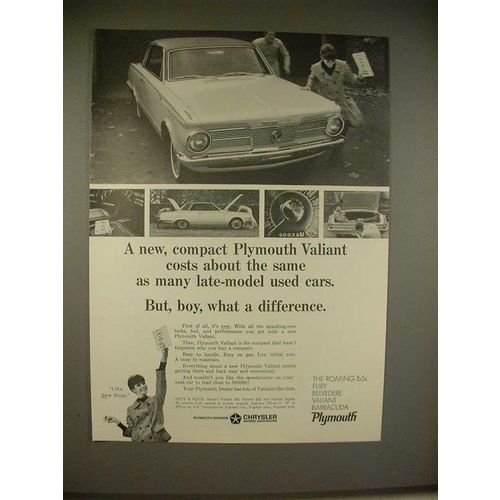 1965 Plymouth Valiant Car Ad - Cost Same As Used Cars