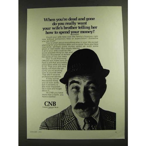 1972 CNB Central National Bank Ad - Dead and Gone
