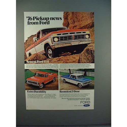 1976 Ford F-150 Pickup Truck Ad - 4x4, Super Cab