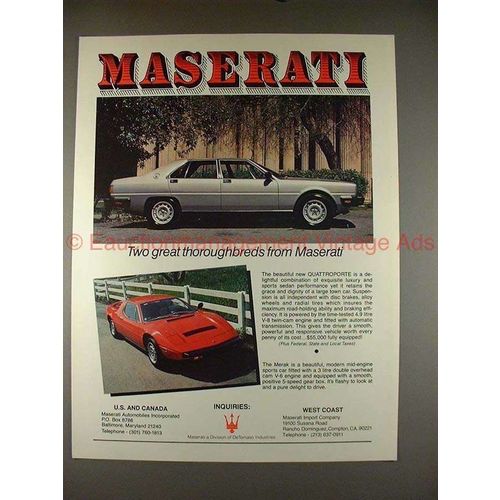 1980 Maserati Quattroporte & Merak Ad, Thoroughbreds!!