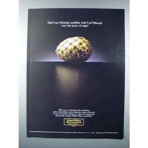 1985 Johnnie Walker Black Scotch Ad - Faberge Egg