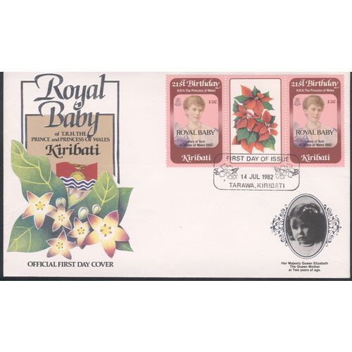 Kiribati FDC's 1982 - SG186/8 - x 3 covers - Royal Baby