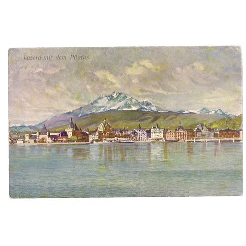 LUZERN MIT DEM PILATUS, SWITZERLAND unused antique postcard vgc =