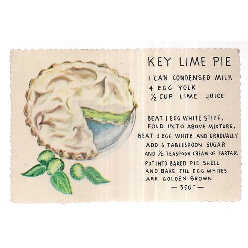 KEY LIME PIE RECIPE used vintage American postcard 1977 postmark