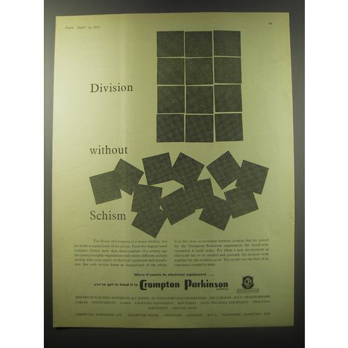 1955 Crompton Parkinson Limited Ad - Division without Schism