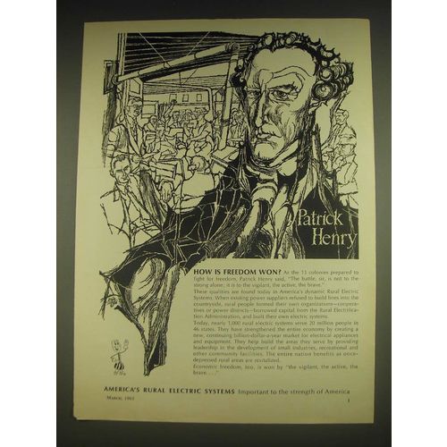1963 America's Rural Electric Systems Ad - Patrick Henry How is Freedom Won?