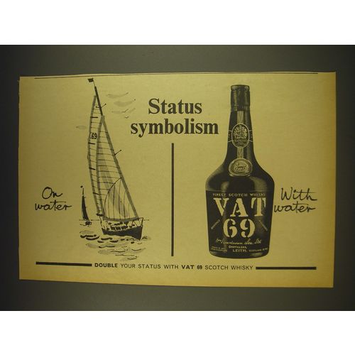 1963 Vat 69 Scotch Ad - Status symbolism On Water With Water
