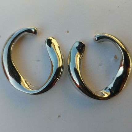 Twisted Hoop Pierced Earrings Silver Plated 1"
