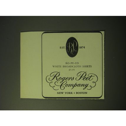1948 Rogers Peet Ro-Pe-Co White Broadcloth Shirts Advertisement