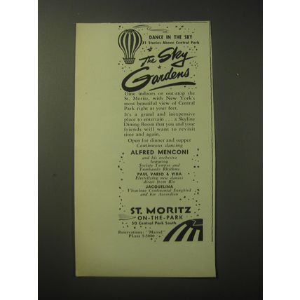 1948 St. Moritz On-The-Park Hotel Ad - The Sky Gardens
