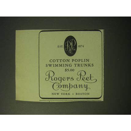 1948 Rogers Peet Cotton Poplin Swimming Trunks Advertisement