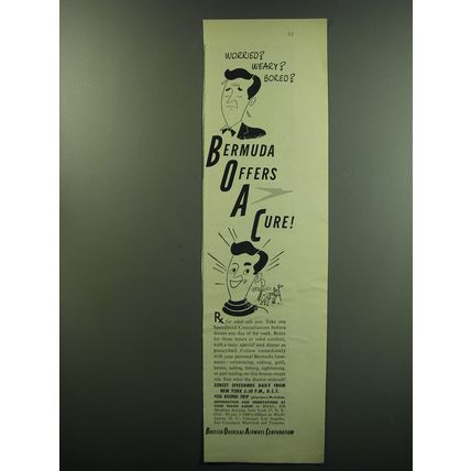 1949 BOAC British Overseas Airways Corporation Ad - Worried? Weary? Bored?