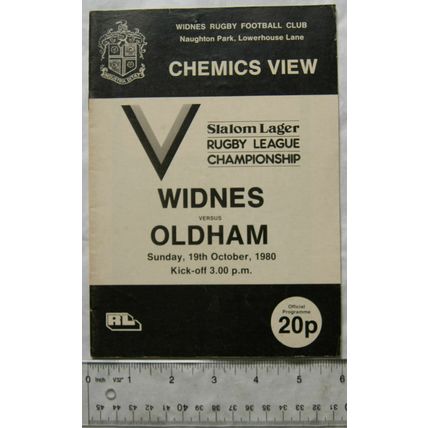 1980 programme Widnes v. Oldham