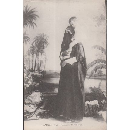 Egypt Native Robed Arab Woman And Her Child Cairo Antique Egyptian Postcard