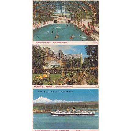 Crystal Garden Swimming Pool Victoria BC Canada Hotel 3x Postcard s