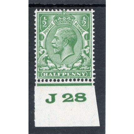 Sg418 1/2d Green J 28 Control single mint never hinged (G278)