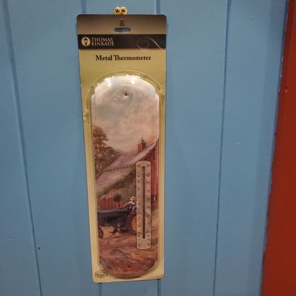 "Thomas Kinkade Summer Farm" - Retro Large Metal Thermometer - Indoor/Outdoor