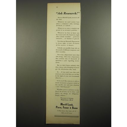 1956 Merrill Lynch Ad - Ask Research!
