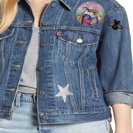 Star Jewelled Iron On Patch 6cm x 6cm Silver Clear Back Applique Motif P568