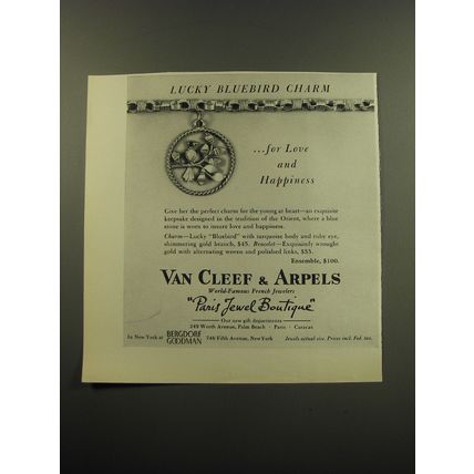 1959 Van Cleef & Arpels Jewelry Advertisement - Lucky Bluebird charm