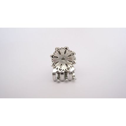 Small mini silver flower metal hair claw clip