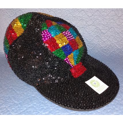 COLORFUL SEQUINED BASEBALL CAP with HOT AIR BALLOONS