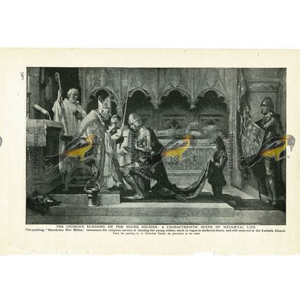 Church's Blessing On Young Soldier, Medieval, Book Illustration (Print), c1907