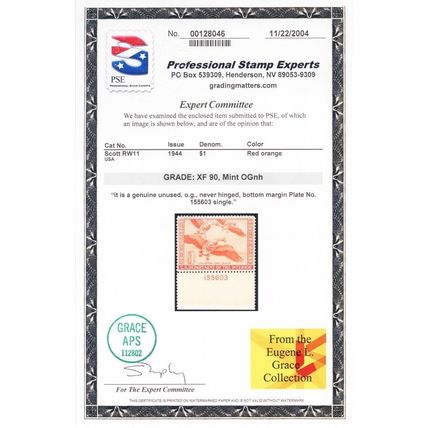 RW11, Mint NH XF $1 Duck Stamp - PSE Graded 90 * Stuart Katz
