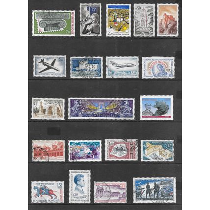 FRANCE SELECTION VIEWS PLANES HISTORY PERSONALITIES HEROES STAMPS USED @ 11p ea.