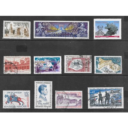 FRANCE SELECTION VIEWS PLANES HISTORY PERSONALITIES HEROES STAMPS USED @ 11p ea.
