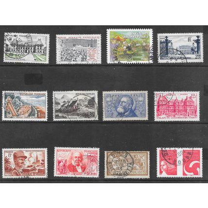 FRANCE SELECTION VIEWS PLANES HISTORY PERSONALITIES HEROES STAMPS USED @ 11p ea