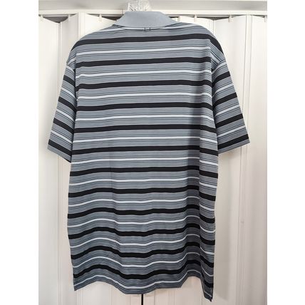 Nike Golf Men's Gray Black Striped Dri-Fit 100% Polyester Short Slve Polo Size L