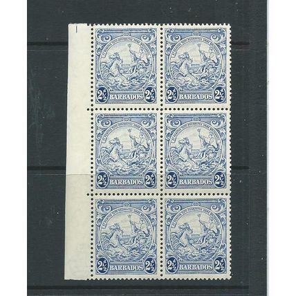 barbados stamps blk of 6 sg251 sg 251 mnh aged gum