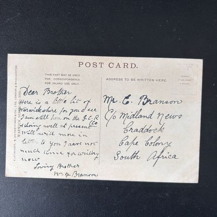 KENILWORTH CASTLE Unposted S. africa address Warwick Series Postcard VGC
