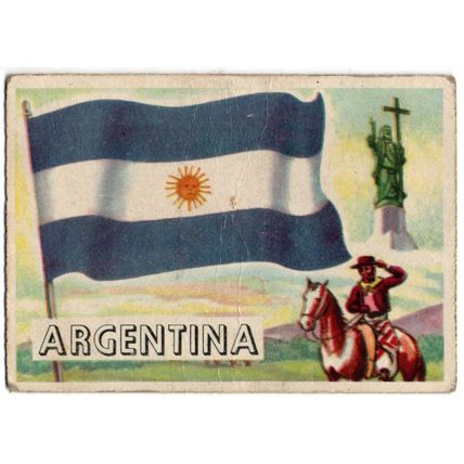 A & B C GUM TRADE CARD FLAGS OF THE WORLD 1959 No. 21. ARGENTINA 95 X 67 mm