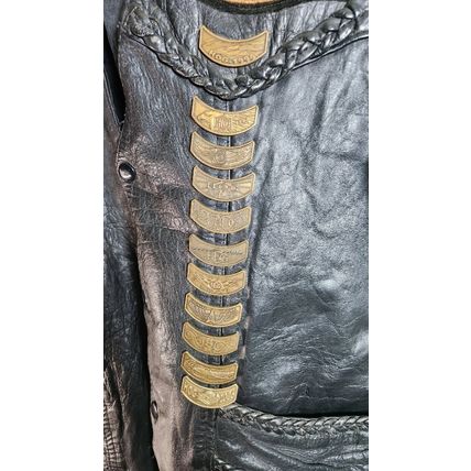 Unik Black Leather Biker Riding Vest Harley Davidson patches XXL HOG Motorcycle