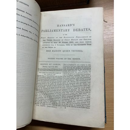 RARE* 1853 "HANSARD'S PARLIAMENTARY DEBATES FOR THE YEAR 1852" 1.3kg BOOK (P7)